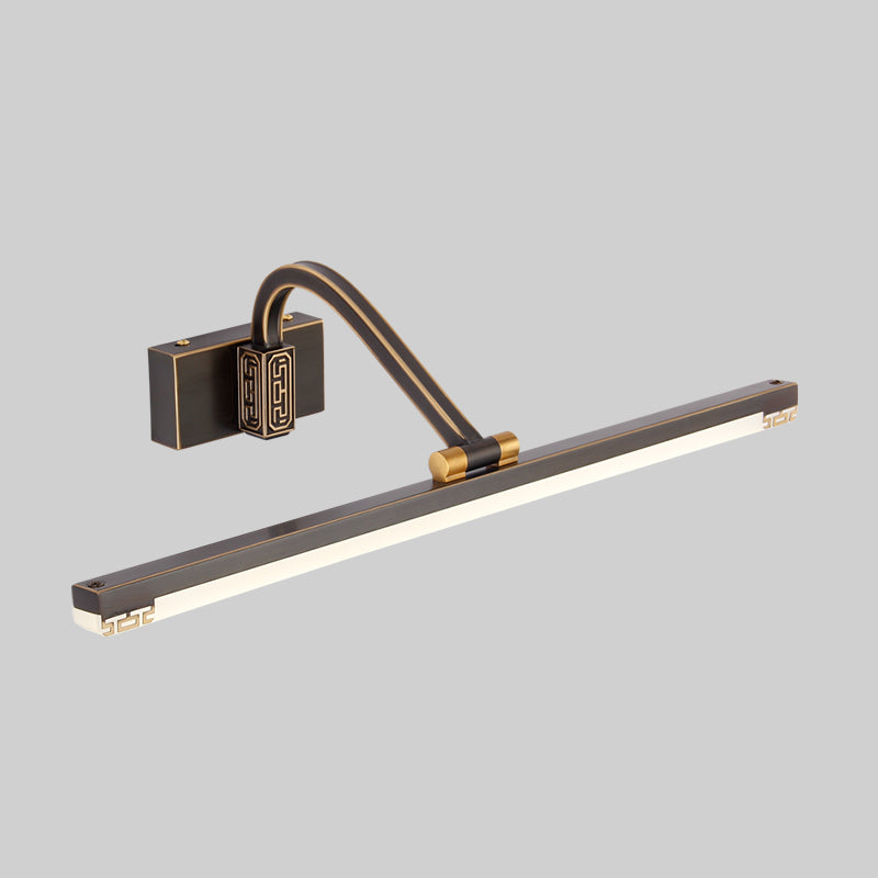 Metal Straight Vanity Sconce Contemporary LED Wall Lamp in Black/Brass with Curvy Arm Clearhalo 'Cast Iron' 'Glass' 'Industrial' 'Modern wall lights' 'Modern' 'Tiffany' 'Traditional wall lights' 'Vanity Lights' 'Wall Lights' Lighting' 1866691