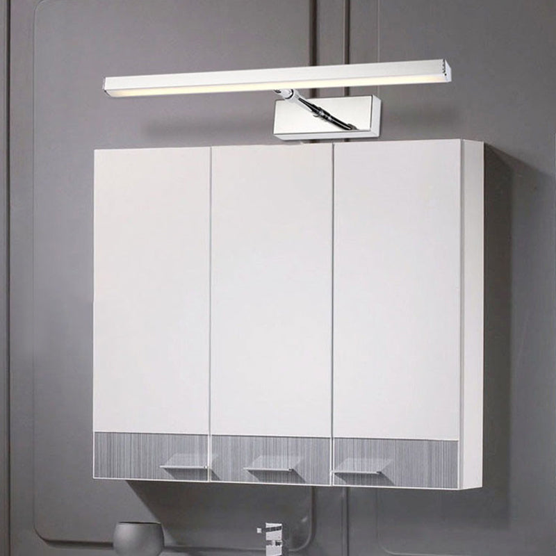 Metallic Linear Wall Mounted Lighting Modern LED Wall Vanity Light in Chrome, Warm/White Light Chrome Clearhalo 'Cast Iron' 'Glass' 'Industrial' 'Modern wall lights' 'Modern' 'Tiffany' 'Traditional wall lights' 'Vanity Lights' 'Wall Lights' Lighting' 1866700