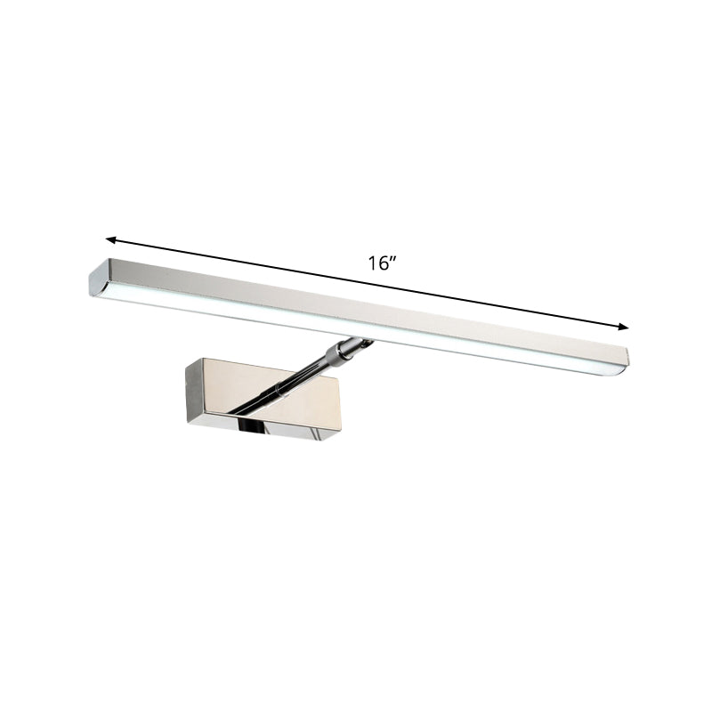 Metallic Linear Wall Mounted Lighting Modern LED Wall Vanity Light in Chrome, Warm/White Light Clearhalo 'Cast Iron' 'Glass' 'Industrial' 'Modern wall lights' 'Modern' 'Tiffany' 'Traditional wall lights' 'Vanity Lights' 'Wall Lights' Lighting' 1866703