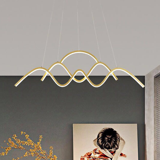 Wavy Island Lighting Ideas Modernist Metallic Gold Ceiling Hang Fixture in Warm/White Light Gold Clearhalo 'Ceiling Lights' 'Island Lights' Lighting' 1866720