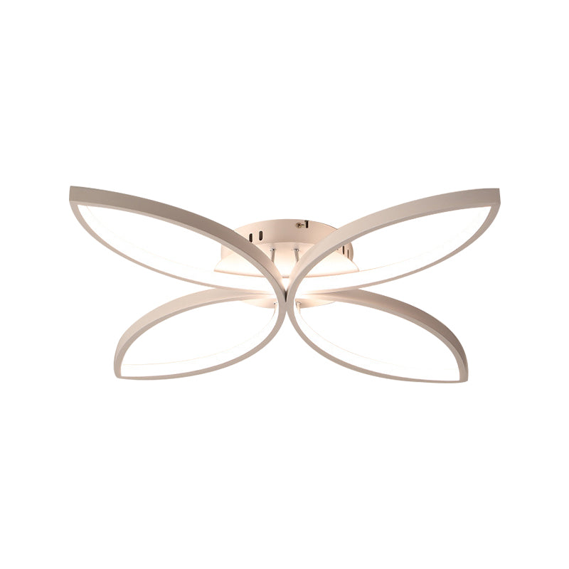 Clover Metallic Semi Flush Mount Modernism 23"/29" Wide LED White Ceiling Lighting in Warm/White Light Clearhalo 'Ceiling Lights' 'Close To Ceiling Lights' 'Close to ceiling' 'Semi-flushmount' Lighting' 1866726