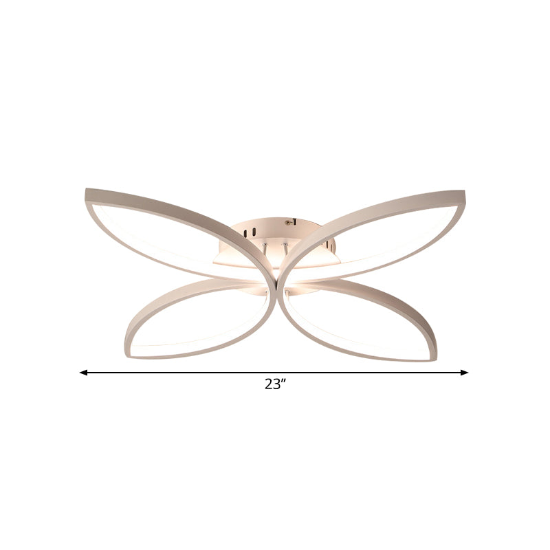 Clover Metallic Semi Flush Mount Modernism 23"/29" Wide LED White Ceiling Lighting in Warm/White Light Clearhalo 'Ceiling Lights' 'Close To Ceiling Lights' 'Close to ceiling' 'Semi-flushmount' Lighting' 1866727