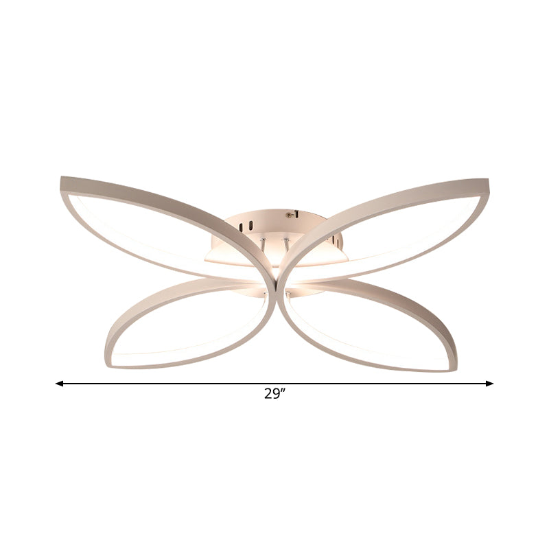 Clover Metallic Semi Flush Mount Modernism 23"/29" Wide LED White Ceiling Lighting in Warm/White Light Clearhalo 'Ceiling Lights' 'Close To Ceiling Lights' 'Close to ceiling' 'Semi-flushmount' Lighting' 1866728