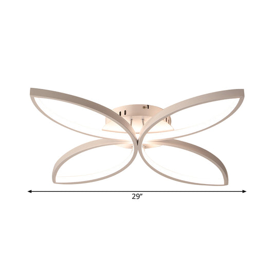 Clover Metallic Semi Flush Mount Modernism 23"/29" Wide LED White Ceiling Lighting in Warm/White Light Clearhalo 'Ceiling Lights' 'Close To Ceiling Lights' 'Close to ceiling' 'Semi-flushmount' Lighting' 1866728