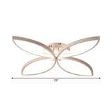 Clover Metallic Semi Flush Mount Modernism 23"/29" Wide LED White Ceiling Lighting in Warm/White Light Clearhalo 'Ceiling Lights' 'Close To Ceiling Lights' 'Close to ceiling' 'Semi-flushmount' Lighting' 1866728