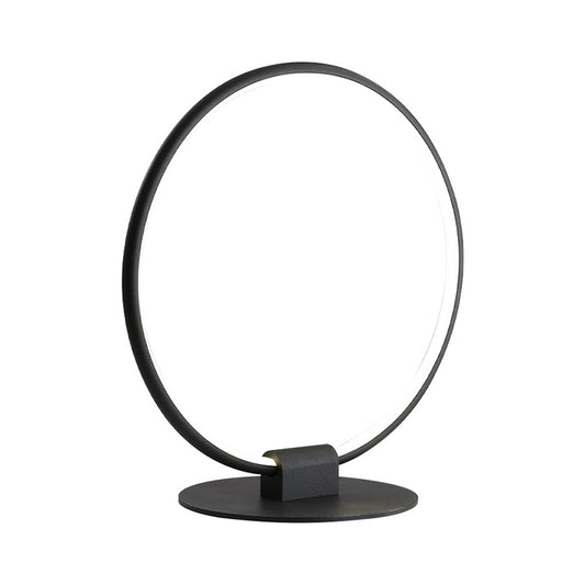 Annular Metal Table Lamp Modernism LED Black Night Lighting with Slim Round Pedestal in Warm/White Light Clearhalo 'Lamps' 'Table Lamps' Lighting' 1866735