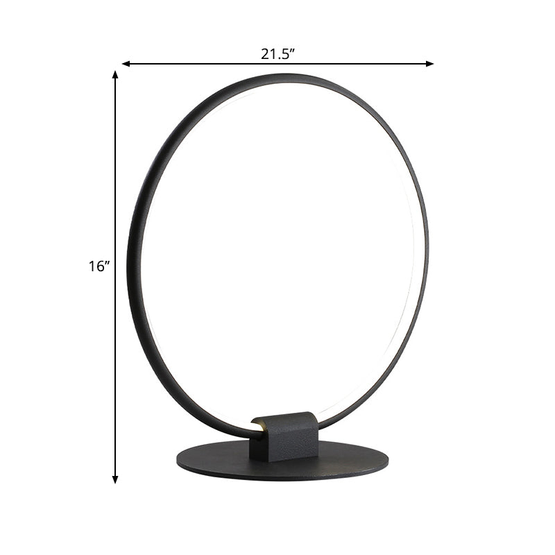 Annular Metal Table Lamp Modernism LED Black Night Lighting with Slim Round Pedestal in Warm/White Light Clearhalo 'Lamps' 'Table Lamps' Lighting' 1866736