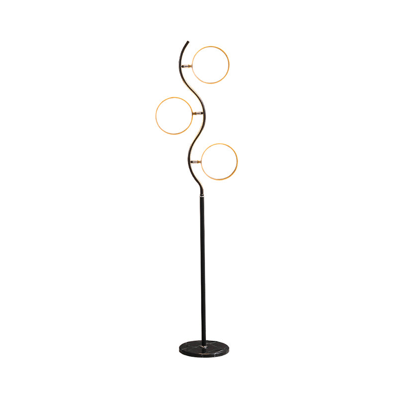 Circular Tree Floor Lamp Modernism Metal Black/White LED Standing Floor Light with Adjustable Head Design Clearhalo 'Floor Lamps' 'Lamps' Lighting' 1866747