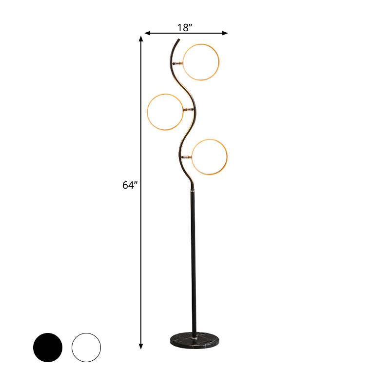 Circular Tree Floor Lamp Modernism Metal Black/White LED Standing Floor Light with Adjustable Head Design Clearhalo 'Floor Lamps' 'Lamps' Lighting' 1866748