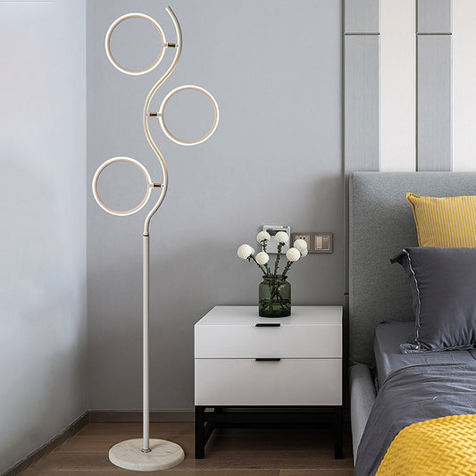 Circular Tree Floor Lamp Modernism Metal Black/White LED Standing Floor Light with Adjustable Head Design Clearhalo 'Floor Lamps' 'Lamps' Lighting' 1866751