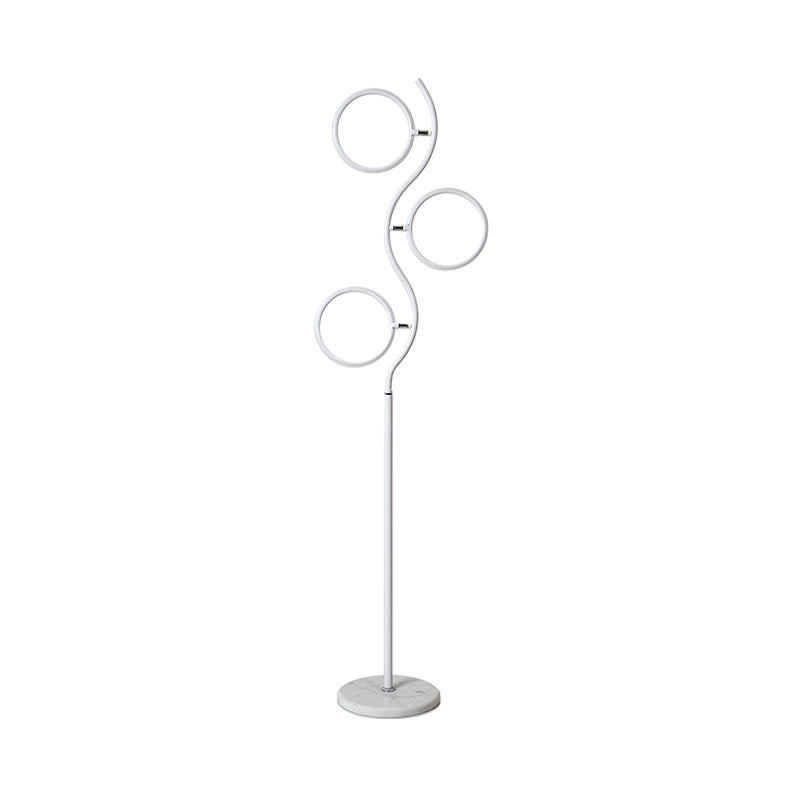 Circular Tree Floor Lamp Modernism Metal Black/White LED Standing Floor Light with Adjustable Head Design Clearhalo 'Floor Lamps' 'Lamps' Lighting' 1866752