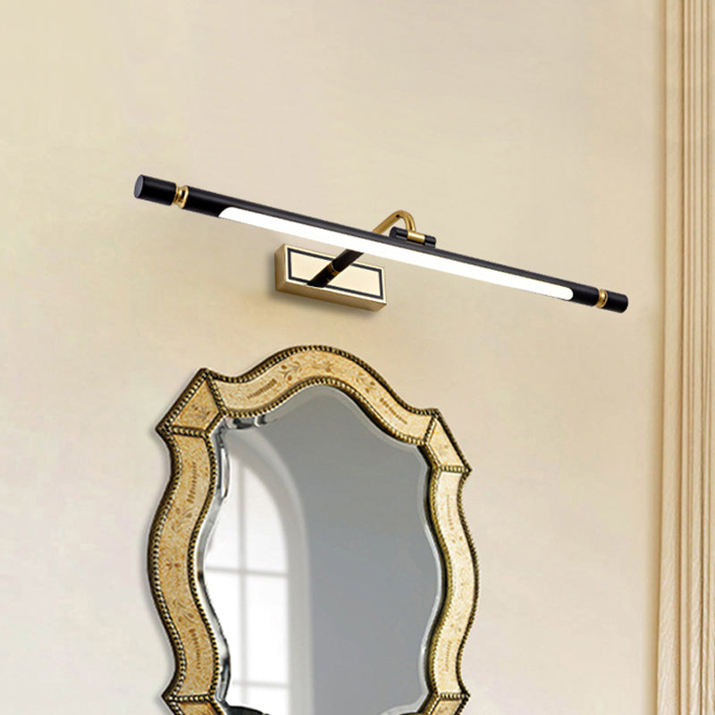 Contemporary Streamlined Wall Lamp Fixture Metal Bathroom LED Vanity Sconce Light in Black Black Clearhalo 'Cast Iron' 'Glass' 'Industrial' 'Modern wall lights' 'Modern' 'Tiffany' 'Traditional wall lights' 'Vanity Lights' 'Wall Lights' Lighting' 1866753