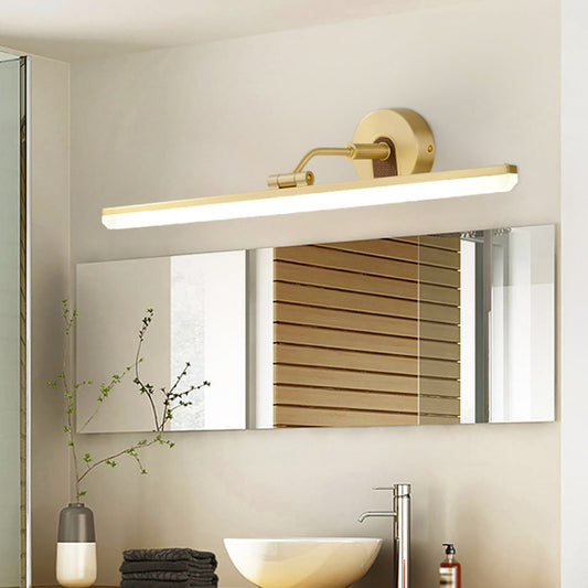 LED Bathroom Wall Sconce Minimal Gold Adjustable Vanity Light Fixture with Linear Acrylic Shade Gold Clearhalo 'Cast Iron' 'Glass' 'Industrial' 'Modern wall lights' 'Modern' 'Tiffany' 'Traditional wall lights' 'Vanity Lights' 'Wall Lights' Lighting' 1866761