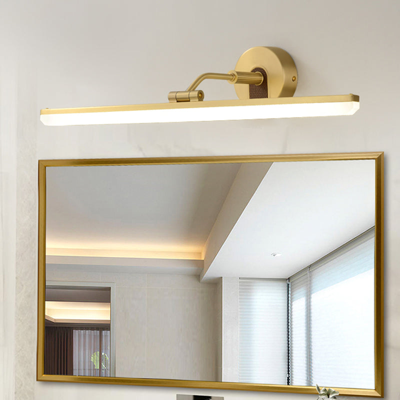 LED Bathroom Wall Sconce Minimal Gold Adjustable Vanity Light Fixture with Linear Acrylic Shade Clearhalo 'Cast Iron' 'Glass' 'Industrial' 'Modern wall lights' 'Modern' 'Tiffany' 'Traditional wall lights' 'Vanity Lights' 'Wall Lights' Lighting' 1866762
