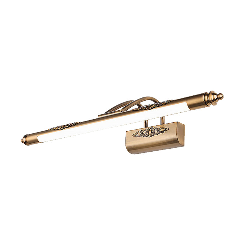 Linear Metallic LED Wall Sconce Lighting Minimal Brass Carving Vanity Mirror Light with Swing Arm Clearhalo 'Cast Iron' 'Glass' 'Industrial' 'Modern wall lights' 'Modern' 'Tiffany' 'Traditional wall lights' 'Vanity Lights' 'Wall Lights' Lighting' 1866766