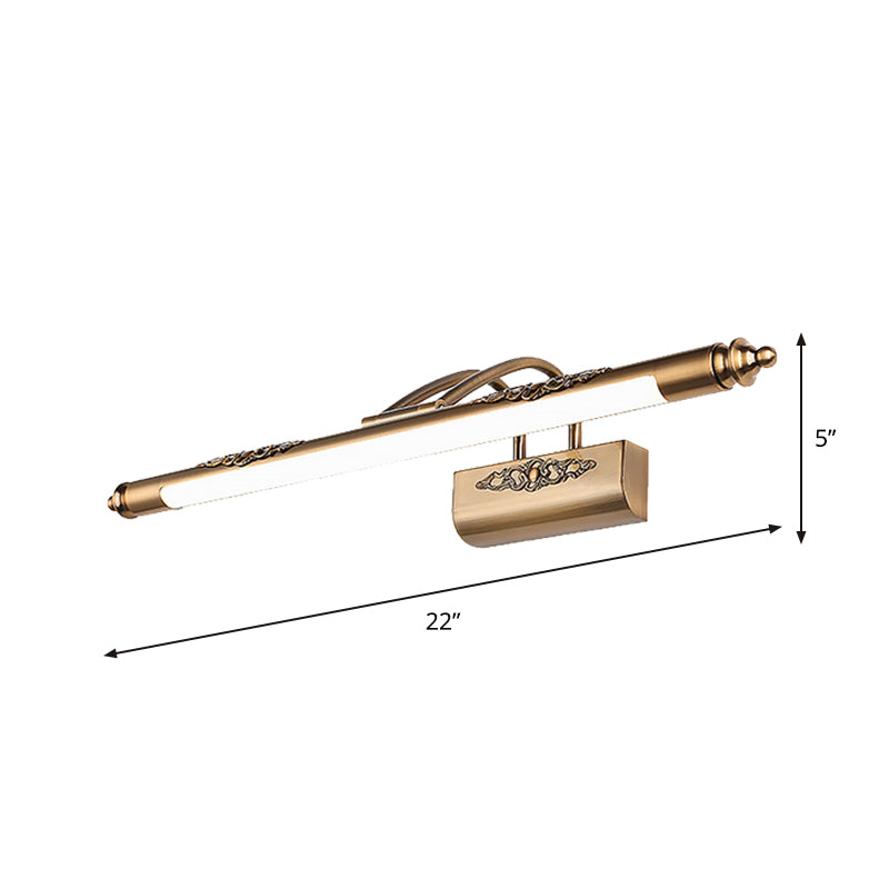 Linear Metallic LED Wall Sconce Lighting Minimal Brass Carving Vanity Mirror Light with Swing Arm Clearhalo 'Cast Iron' 'Glass' 'Industrial' 'Modern wall lights' 'Modern' 'Tiffany' 'Traditional wall lights' 'Vanity Lights' 'Wall Lights' Lighting' 1866768