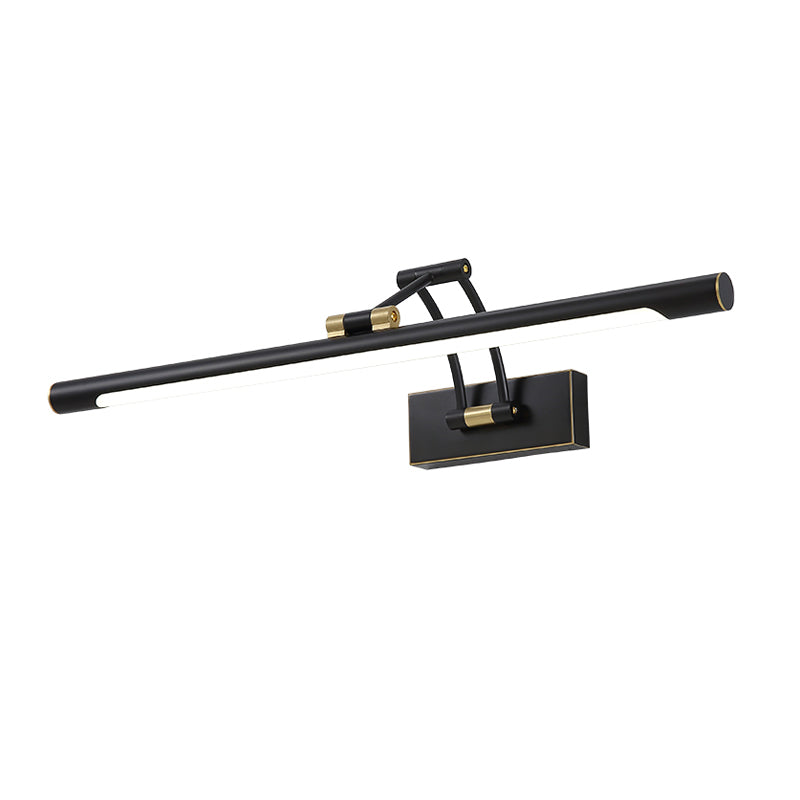 Linear Mirror Cabinet Wall Vanity Light Metallic LED Contemporary Sconce Light Fixture in Black Clearhalo 'Cast Iron' 'Glass' 'Industrial' 'Modern wall lights' 'Modern' 'Tiffany' 'Traditional wall lights' 'Vanity Lights' 'Wall Lights' Lighting' 1866770