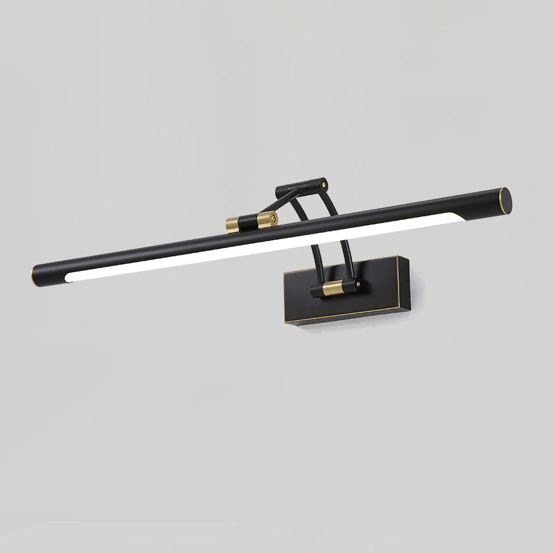 Linear Mirror Cabinet Wall Vanity Light Metallic LED Contemporary Sconce Light Fixture in Black Clearhalo 'Cast Iron' 'Glass' 'Industrial' 'Modern wall lights' 'Modern' 'Tiffany' 'Traditional wall lights' 'Vanity Lights' 'Wall Lights' Lighting' 1866771