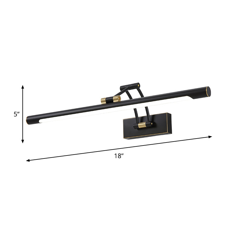 Linear Mirror Cabinet Wall Vanity Light Metallic LED Contemporary Sconce Light Fixture in Black Clearhalo 'Cast Iron' 'Glass' 'Industrial' 'Modern wall lights' 'Modern' 'Tiffany' 'Traditional wall lights' 'Vanity Lights' 'Wall Lights' Lighting' 1866772