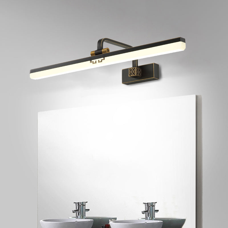 Contemporary Elongated Wall Sconce Metal Dressing Table LED Wall Vanity Light in Black/Brass Black Clearhalo 'Cast Iron' 'Glass' 'Industrial' 'Modern wall lights' 'Modern' 'Tiffany' 'Traditional wall lights' 'Vanity Lights' 'Wall Lights' Lighting' 1866773