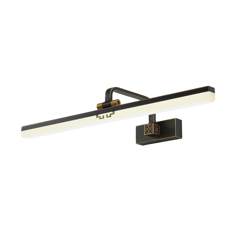 Contemporary Elongated Wall Sconce Metal Dressing Table LED Wall Vanity Light in Black/Brass Clearhalo 'Cast Iron' 'Glass' 'Industrial' 'Modern wall lights' 'Modern' 'Tiffany' 'Traditional wall lights' 'Vanity Lights' 'Wall Lights' Lighting' 1866774