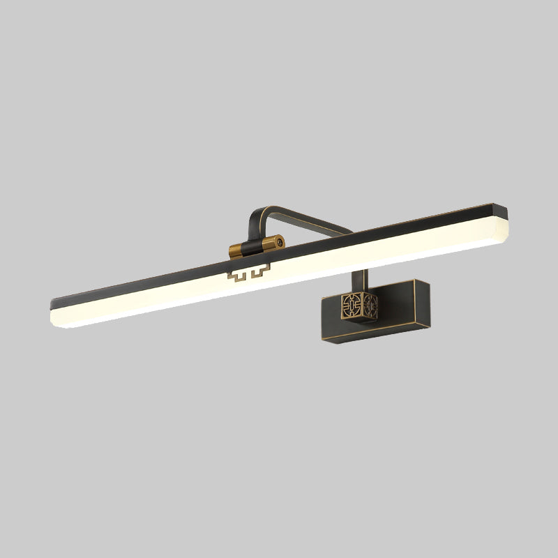 Contemporary Elongated Wall Sconce Metal Dressing Table LED Wall Vanity Light in Black/Brass Clearhalo 'Cast Iron' 'Glass' 'Industrial' 'Modern wall lights' 'Modern' 'Tiffany' 'Traditional wall lights' 'Vanity Lights' 'Wall Lights' Lighting' 1866775