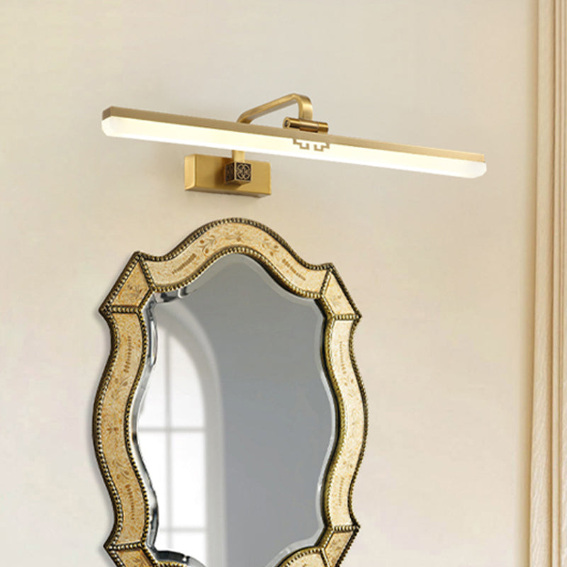 Contemporary Elongated Wall Sconce Metal Dressing Table LED Wall Vanity Light in Black/Brass Brass Clearhalo 'Cast Iron' 'Glass' 'Industrial' 'Modern wall lights' 'Modern' 'Tiffany' 'Traditional wall lights' 'Vanity Lights' 'Wall Lights' Lighting' 1866777