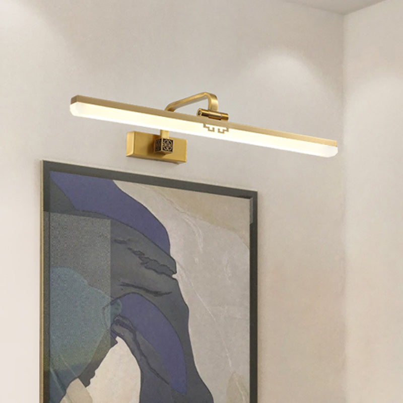 Contemporary Elongated Wall Sconce Metal Dressing Table LED Wall Vanity Light in Black/Brass Clearhalo 'Cast Iron' 'Glass' 'Industrial' 'Modern wall lights' 'Modern' 'Tiffany' 'Traditional wall lights' 'Vanity Lights' 'Wall Lights' Lighting' 1866778