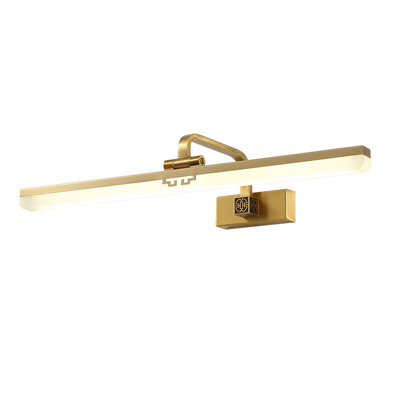 Contemporary Elongated Wall Sconce Metal Dressing Table LED Wall Vanity Light in Black/Brass Clearhalo 'Cast Iron' 'Glass' 'Industrial' 'Modern wall lights' 'Modern' 'Tiffany' 'Traditional wall lights' 'Vanity Lights' 'Wall Lights' Lighting' 1866779