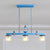 Dual Cylinder Parlor Island Lighting Clear and Frosted Glass 3 Bulbs Simple Pendant Lamp in Sky/Light Blue Sky Blue Clearhalo 'Ceiling Lights' 'Glass shade' 'Glass' 'Island Lights' 'Pendant Lights' Lighting' 1866906