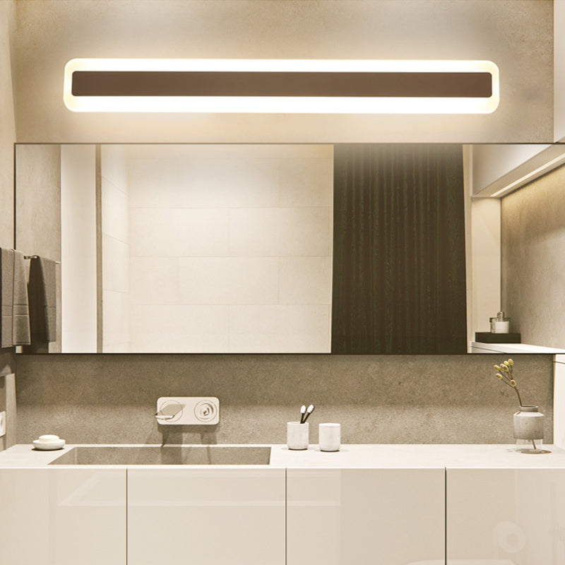 16"/20.5" L LED Washbasin Wall Lighting Modern Silver Vanity Light Fixture with Elongated Metal Shade in Warm/White Light Silver Clearhalo 'Cast Iron' 'Glass' 'Industrial' 'Modern wall lights' 'Modern' 'Tiffany' 'Traditional wall lights' 'Vanity Lights' 'Wall Lights' Lighting' 1866930