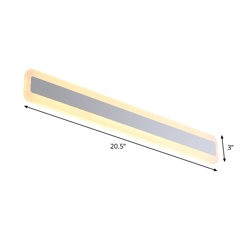 16"/20.5" L LED Washbasin Wall Lighting Modern Silver Vanity Light Fixture with Elongated Metal Shade in Warm/White Light Clearhalo 'Cast Iron' 'Glass' 'Industrial' 'Modern wall lights' 'Modern' 'Tiffany' 'Traditional wall lights' 'Vanity Lights' 'Wall Lights' Lighting' 1866934