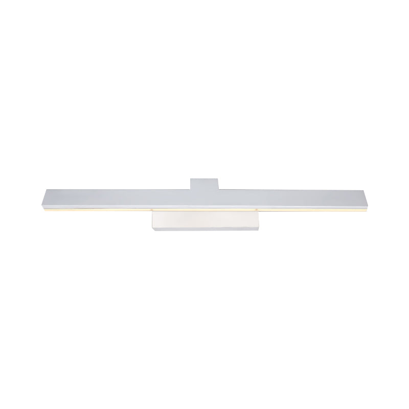 Simplicity LED Vanity Lighting Fixture White Streamlined Wall Light with Metal Shade in Warm/White Light, 17"/23" L Clearhalo 'Cast Iron' 'Glass' 'Industrial' 'Modern wall lights' 'Modern' 'Tiffany' 'Traditional wall lights' 'Vanity Lights' 'Wall Lights' Lighting' 1866940