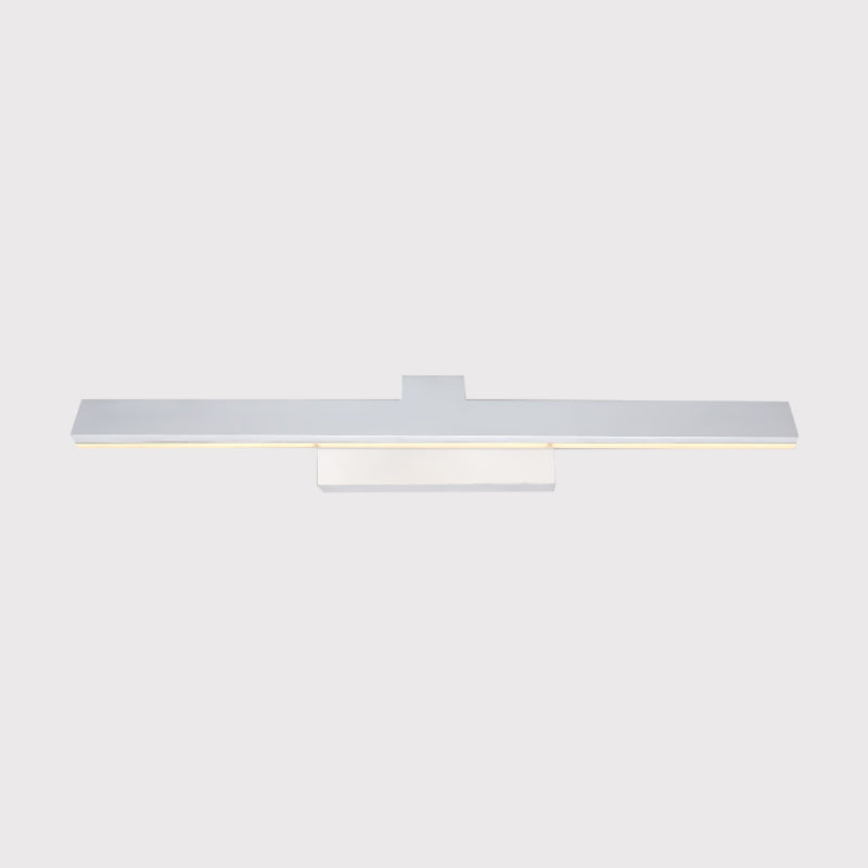Simplicity LED Vanity Lighting Fixture White Streamlined Wall Light with Metal Shade in Warm/White Light, 17"/23" L Clearhalo 'Cast Iron' 'Glass' 'Industrial' 'Modern wall lights' 'Modern' 'Tiffany' 'Traditional wall lights' 'Vanity Lights' 'Wall Lights' Lighting' 1866941