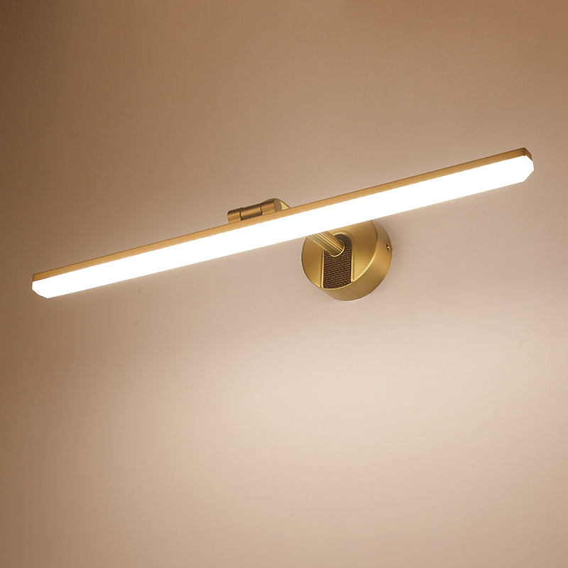 Minimal Streamlined Vanity Lighting Ideas Metal LED Washroom Wall Light in Black/Gold Clearhalo 'Cast Iron' 'Glass' 'Industrial' 'Modern wall lights' 'Modern' 'Tiffany' 'Traditional wall lights' 'Vanity Lights' 'Wall Lights' Lighting' 1866950