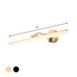 Minimal Streamlined Vanity Lighting Ideas Metal LED Washroom Wall Light in Black/Gold Clearhalo 'Cast Iron' 'Glass' 'Industrial' 'Modern wall lights' 'Modern' 'Tiffany' 'Traditional wall lights' 'Vanity Lights' 'Wall Lights' Lighting' 1866951