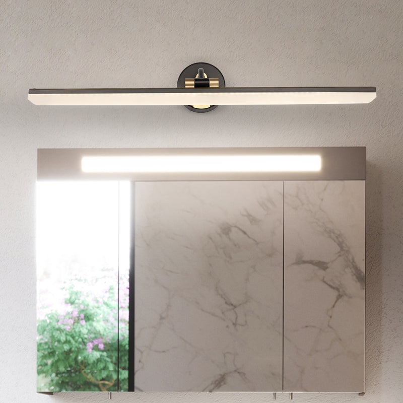 Minimal Streamlined Vanity Lighting Ideas Metal LED Washroom Wall Light in Black/Gold Clearhalo 'Cast Iron' 'Glass' 'Industrial' 'Modern wall lights' 'Modern' 'Tiffany' 'Traditional wall lights' 'Vanity Lights' 'Wall Lights' Lighting' 1866953