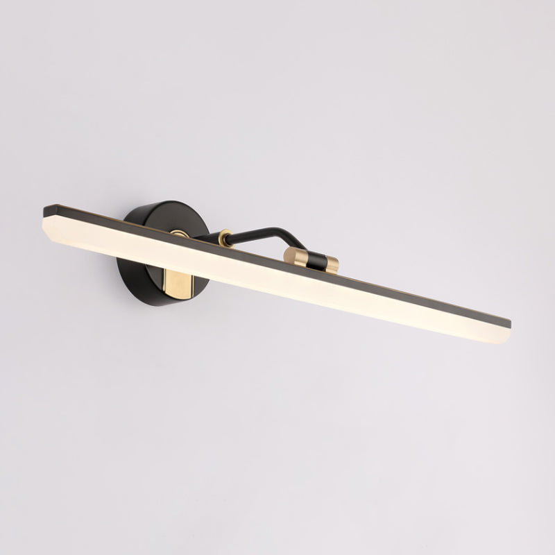 Minimal Streamlined Vanity Lighting Ideas Metal LED Washroom Wall Light in Black/Gold Clearhalo 'Cast Iron' 'Glass' 'Industrial' 'Modern wall lights' 'Modern' 'Tiffany' 'Traditional wall lights' 'Vanity Lights' 'Wall Lights' Lighting' 1866955
