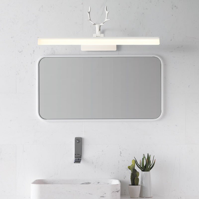 Rectangle Wall Lamp Modern Style Acrylic LED White Vanity Lighting Fixture in Warm/White Light with Metal Antler Design White Clearhalo 'Modern wall lights' 'Modern' 'Vanity Lights' 'Wall Lights' Lighting' 1866956
