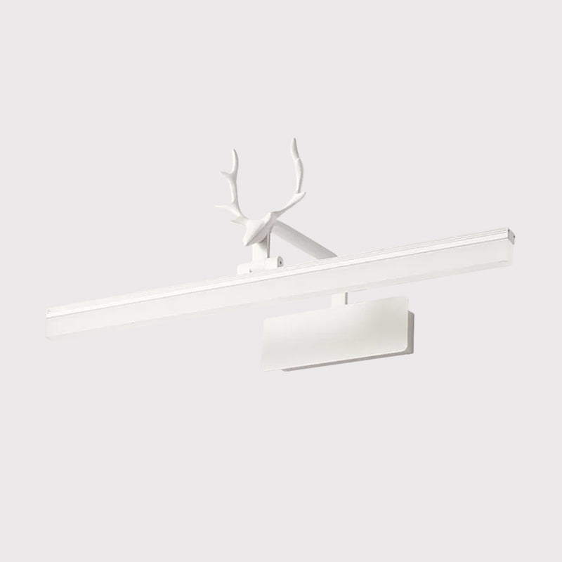 Rectangle Wall Lamp Modern Style Acrylic LED White Vanity Lighting Fixture in Warm/White Light with Metal Antler Design Clearhalo 'Modern wall lights' 'Modern' 'Vanity Lights' 'Wall Lights' Lighting' 1866958