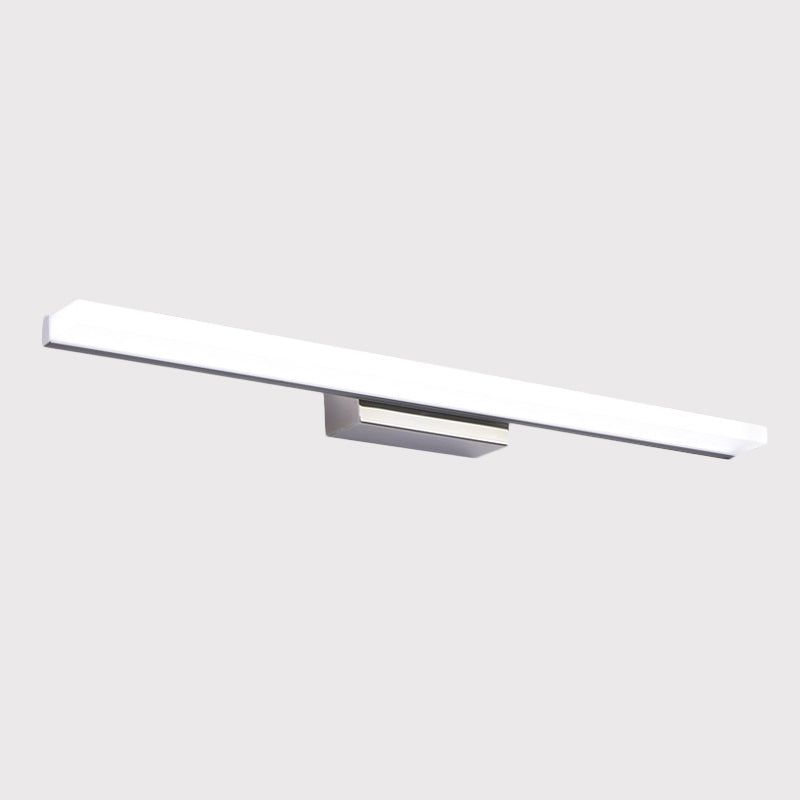 Linear Acrylic Vanity Mirror Light Simplicity LED Silver Wall Mounted Lighting in Warm/White Light Clearhalo 'Cast Iron' 'Glass' 'Industrial' 'Modern wall lights' 'Modern' 'Tiffany' 'Traditional wall lights' 'Vanity Lights' 'Wall Lights' Lighting' 1866962