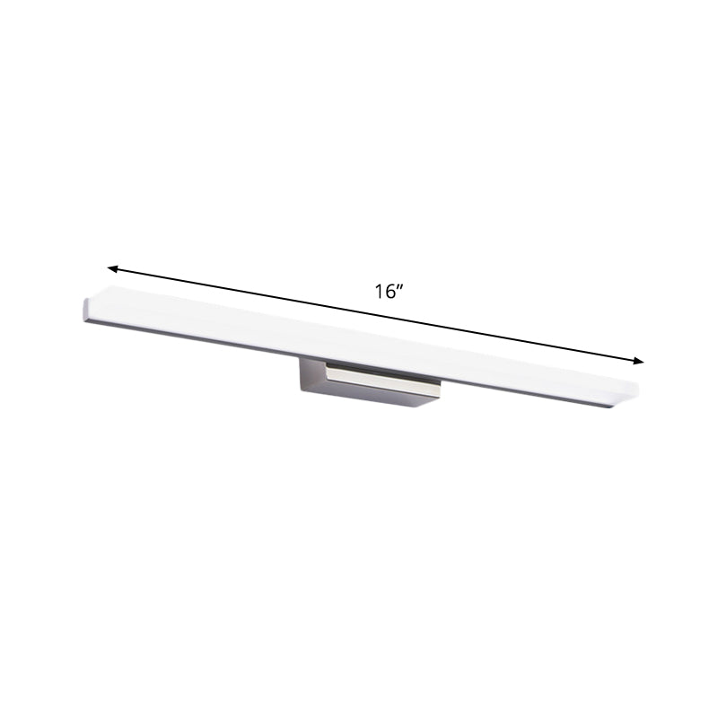 Linear Acrylic Vanity Mirror Light Simplicity LED Silver Wall Mounted Lighting in Warm/White Light Clearhalo 'Cast Iron' 'Glass' 'Industrial' 'Modern wall lights' 'Modern' 'Tiffany' 'Traditional wall lights' 'Vanity Lights' 'Wall Lights' Lighting' 1866963
