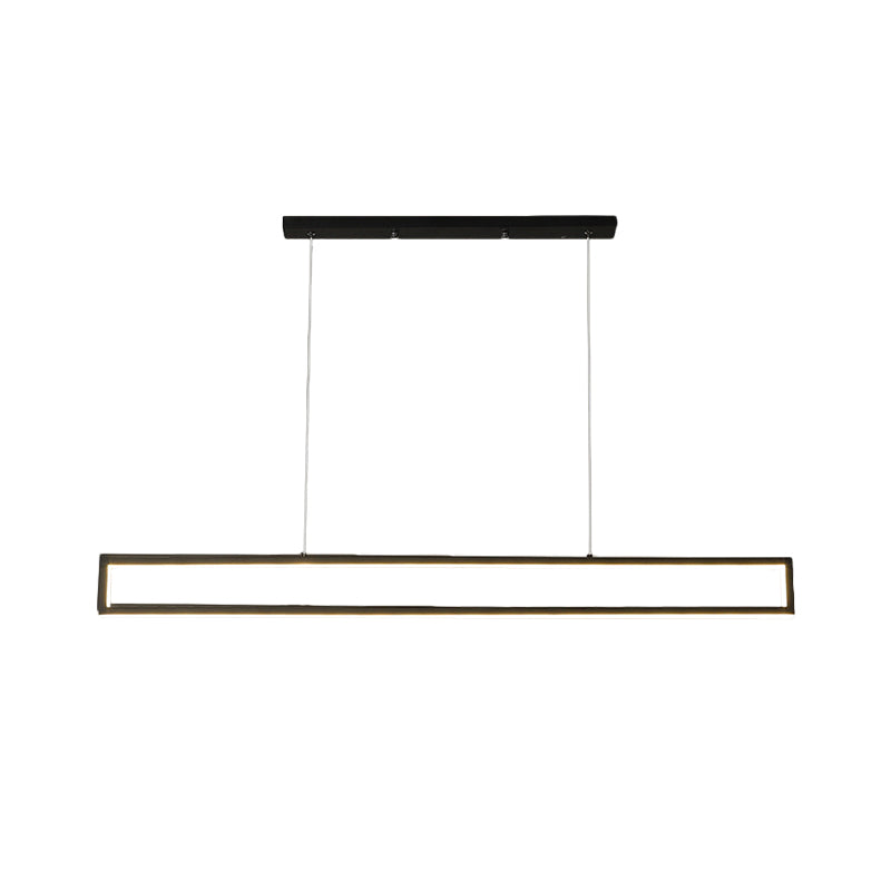 Rectangle Frame Iron Island Lamp Fixture Minimalist LED Black Drop Pendant in Warm/White Light Clearhalo 'Ceiling Lights' 'Island Lights' Lighting' 1866966