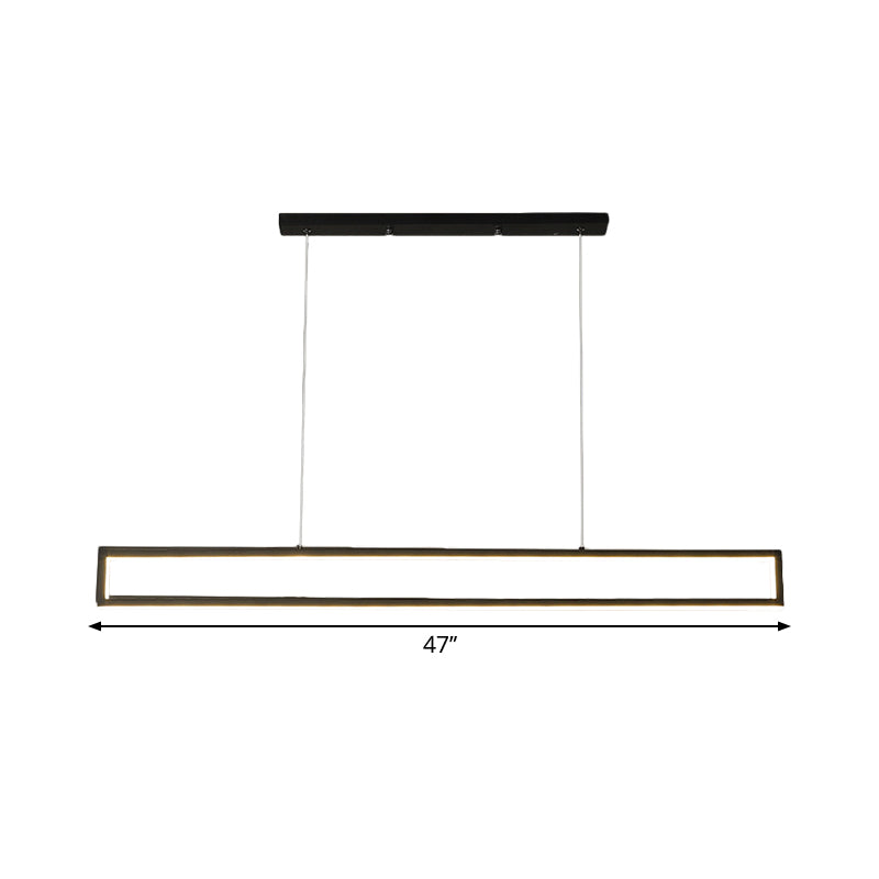 Rectangle Frame Iron Island Lamp Fixture Minimalist LED Black Drop Pendant in Warm/White Light Clearhalo 'Ceiling Lights' 'Island Lights' Lighting' 1866967