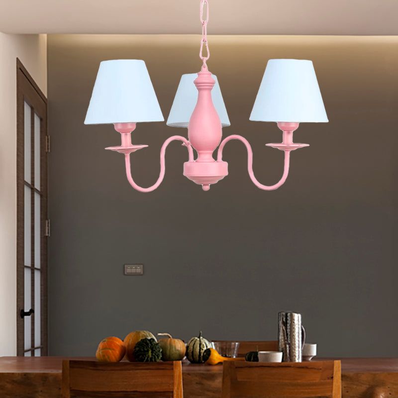 Nordic Stylish Tapered Chandelier Three Bulbs Metal Hanging Lamp for Child Bedroom Clearhalo 'Ceiling Lights' 'Chandeliers' Lighting' options 186700