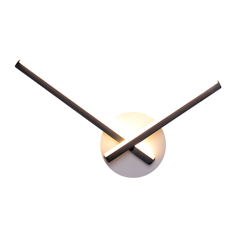 Overlapping Lines Metallic Wall Sconce Simplicity Black/White LED Wall Lamp Fixture with Round Backplate, Warm/White Light Clearhalo 'Cast Iron' 'Glass' 'Industrial' 'Modern wall lights' 'Modern' 'Tiffany' 'Traditional wall lights' 'Wall Lamps & Sconces' 'Wall Lights' Lighting' 1867005