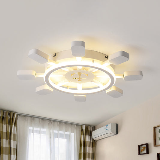 19.5"/23.5" Wide Rudder LED Flushmount Light Kids Acrylic Blue/White Ceiling Mounted Fixture, Warm/White Light Clearhalo 'Ceiling Lights' 'Close To Ceiling Lights' 'Close to ceiling' 'Flush mount' Lighting' 1867021