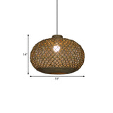 Oval Lantern Restaurant Pendant Lighting Hemp Rope Single Bulb Rural Hanging Lamp Kit in Flaxen Clearhalo 'Ceiling Lights' 'Pendant Lights' 'Pendants' Lighting' 1867134