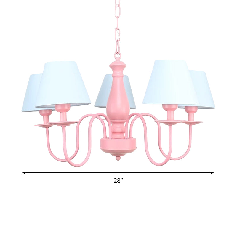 Fabric Bucket Shade Chandelier 5 Heads Macaron Style Hanging Pendant for Cloth Shop Clearhalo 'Ceiling Lights' 'Chandeliers' Lighting' options 186714