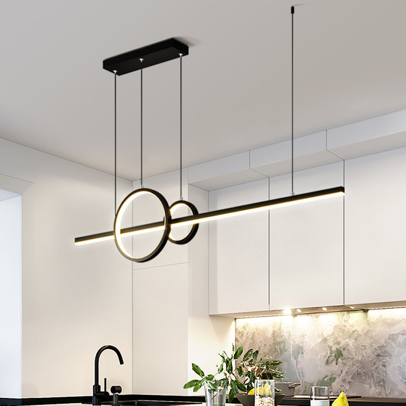 Minimalist Ring and Bar Island Light Metallic LED Kitchen Hanging Pendant Lamp in Black/Gold Clearhalo 'Ceiling Lights' 'Island Lights' Lighting' 1867162